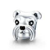 925 Sterling Silver Schnauzer Beads Platinum Plated - Front View