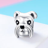 925 Sterling Silver Schnauzer Beads Platinum Plated - Side View