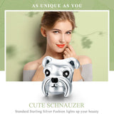 925 Sterling Silver Schnauzer Beads Platinum Plated - Top-Down View