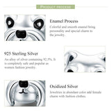 925 Sterling Silver Schnauzer Beads Platinum Plated - 45-Degree Angle