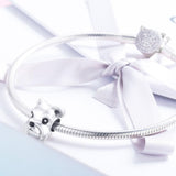 925 Sterling Silver Schnauzer Beads Platinum Plated - Rear View