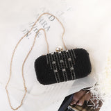 Rhinestone Evening Bag With Chain Strap - Top-Down View