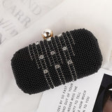 Rhinestone Evening Bag With Chain Strap - 45-Degree Angle
