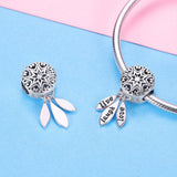 925 Sterling Silver Diy Bracelet Beads Heart Pattern - 45-Degree Angle