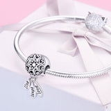 925 Sterling Silver Diy Bracelet Beads Heart Pattern - Rear View