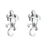925 Sterling Silver Gecko Ear Studs Earrings For Women - Front View