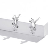 925 Sterling Silver Gecko Ear Studs Earrings For Women - Side View