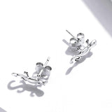 925 Sterling Silver Gecko Ear Studs Earrings For Women - Top-Down View