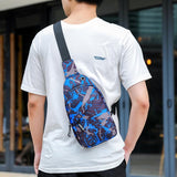 Men Oxford Cloth Chest Bag Graffiti Blue Ideal For Sports And Travel