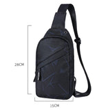 Men Oxford Cloth Chest Bag Graffiti Blue Ideal For Sports And Travel - Top-Down View