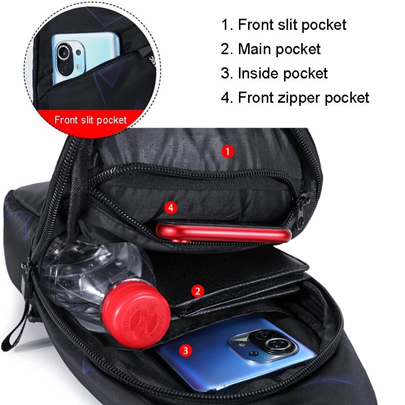 Men Oxford Cloth Chest Bag Graffiti Blue Ideal For Sports And Travel