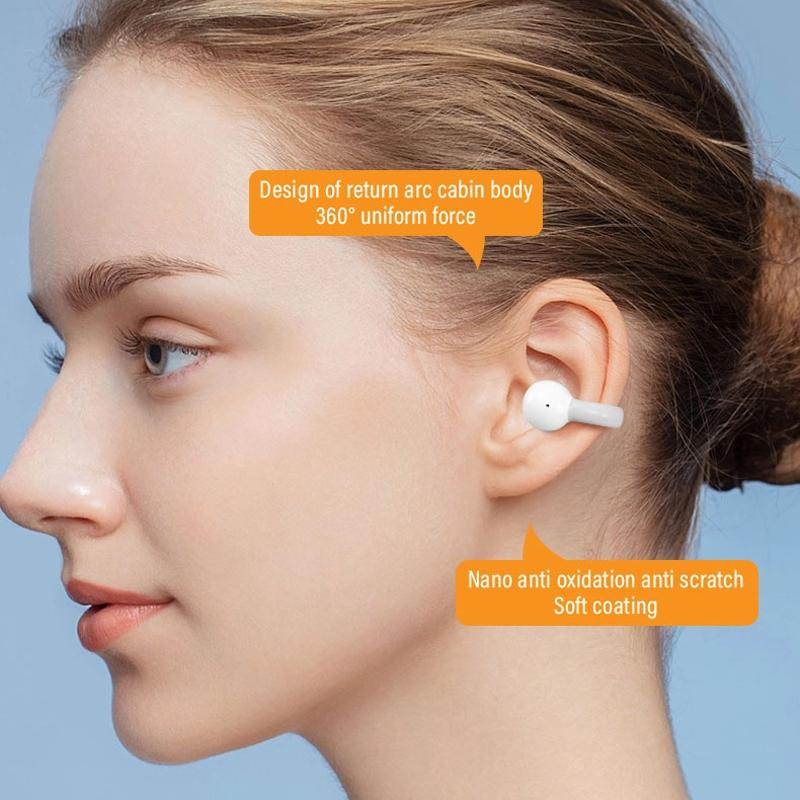 Touch Bone Conduction Bluetooth Earphone with Charging Warehouse - Ear Clip Type - Purple