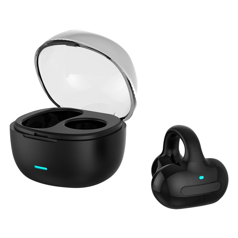 Touch Bone Conduction Bluetooth Earphone with Charging Warehouse - Ear Clip Type - Purple