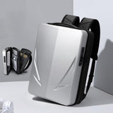 Men Gaming Backpack - Double-layer Hard Shell - Silver - Front View
