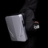 Men Gaming Backpack - Double-layer Hard Shell - Silver - Low Angle