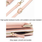 Black Embroidered Single Shoulder Phone Bag Wallet - Pink - Close-Up Angle