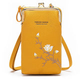 Black Embroidered Single Shoulder Phone Bag Wallet - Pink