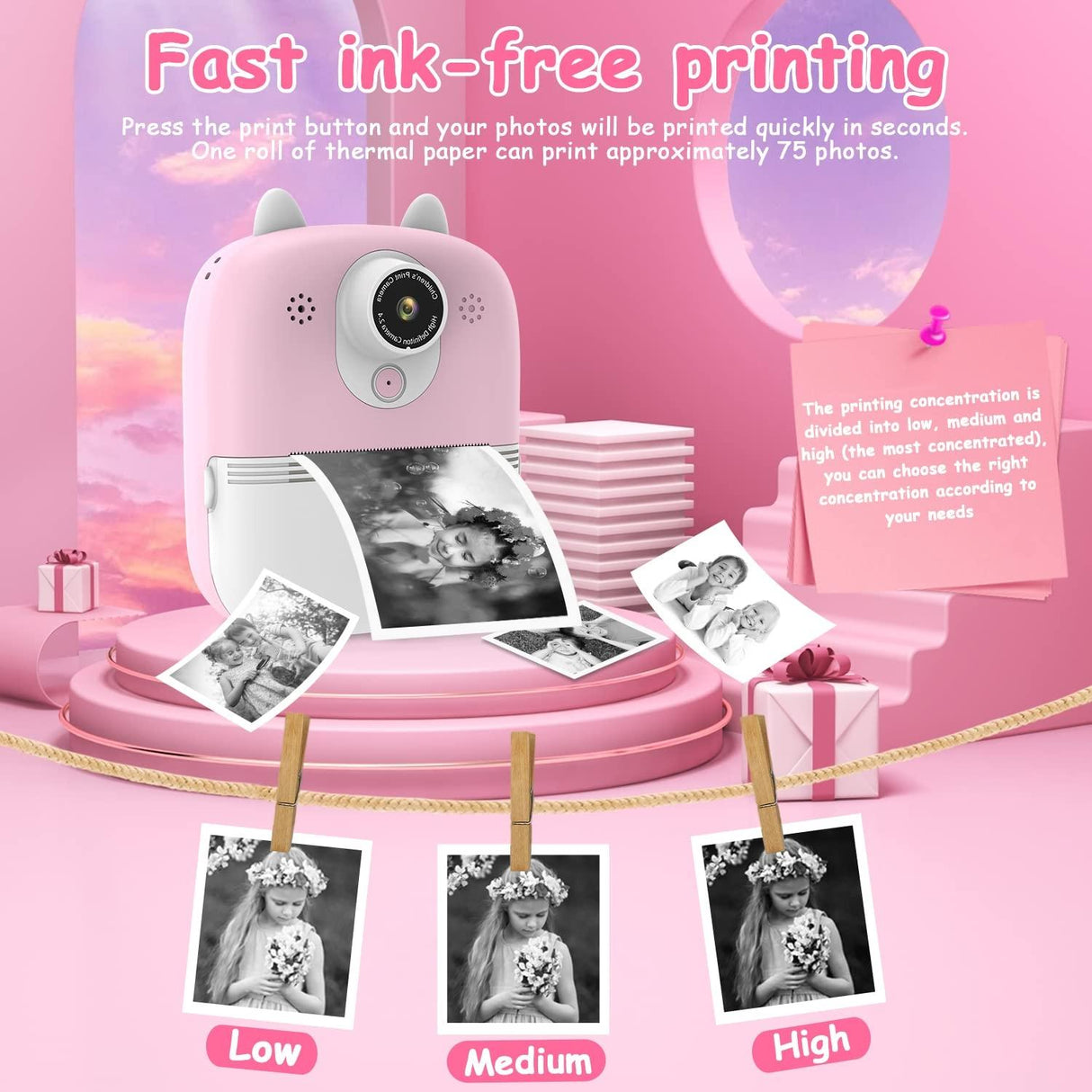 32g Instant Camera with 2.4 Display & Card Reader for Kids - 1200w Blue - 32G + Card Reader Purple