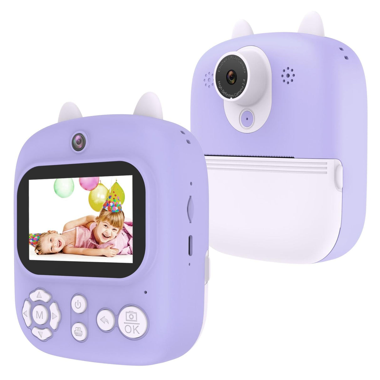 32g Instant Camera with 2.4 Display & Card Reader for Kids - 1200w Blue - 32G + Card Reader Purple