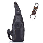 Retro Leather Crossbody Chest Bag For Men Black + Buckle