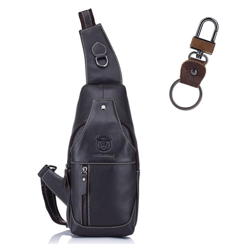 Retro Leather Crossbody Chest Bag For Men Black + Buckle