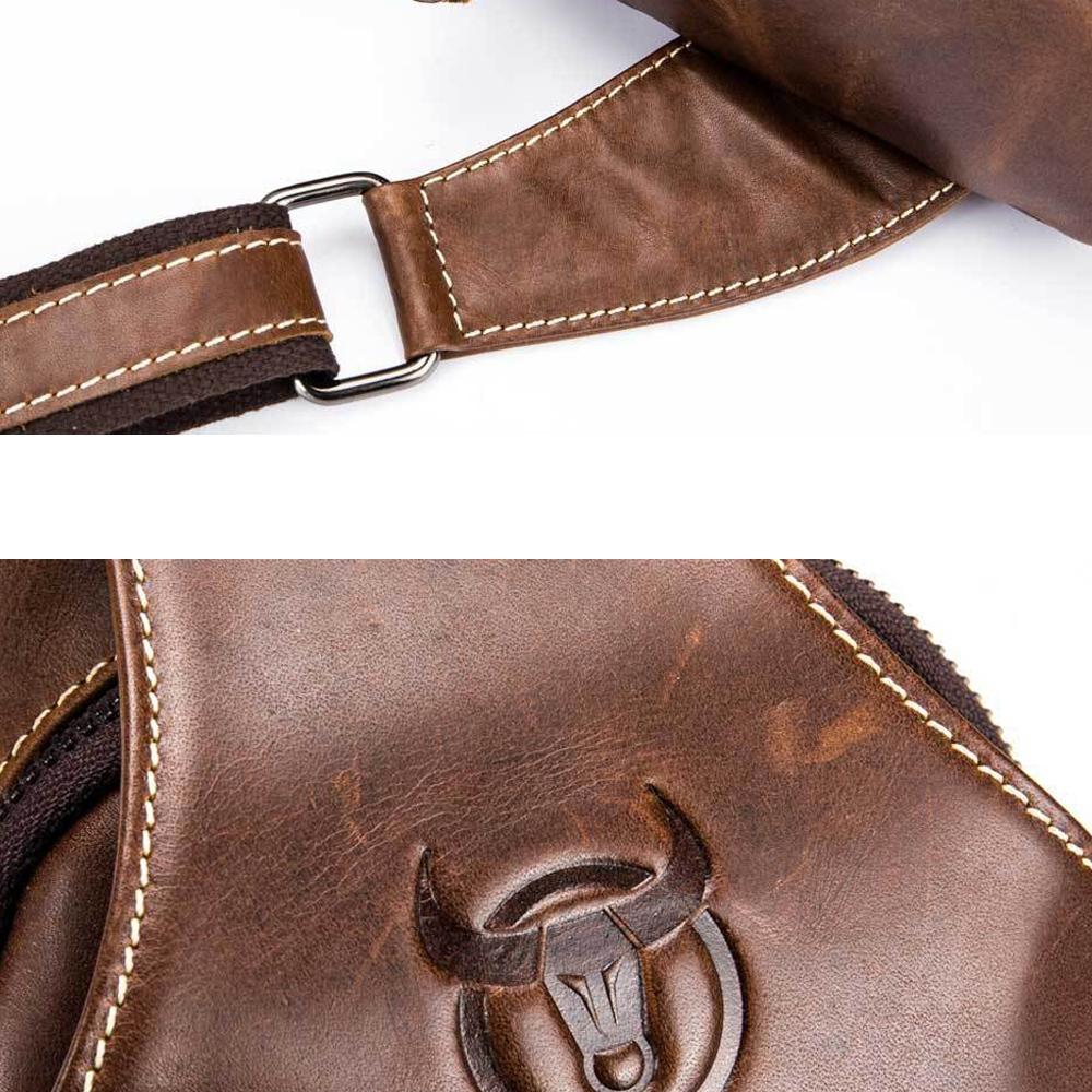 Retro Leather Crossbody Chest Bag For Men Black + Buckle