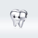 925 Sterling Silver Handmade Tooth Charm For Diy Beaded Accessories - Side View