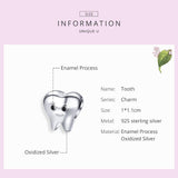 925 Sterling Silver Handmade Tooth Charm For Diy Beaded Accessories - Rear View