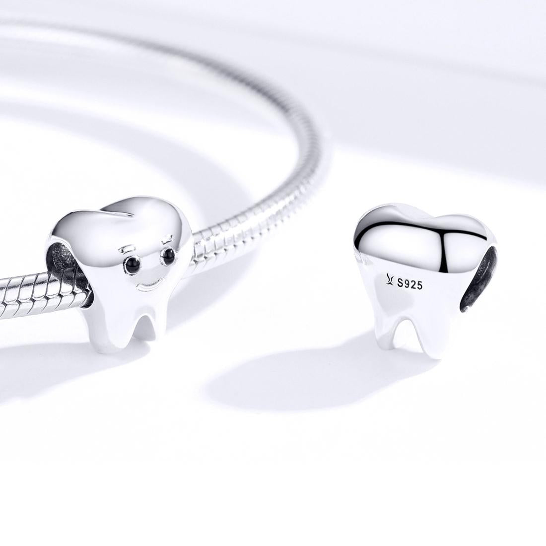 925 Sterling Silver Handmade Tooth Charm For Diy Beaded Accessories