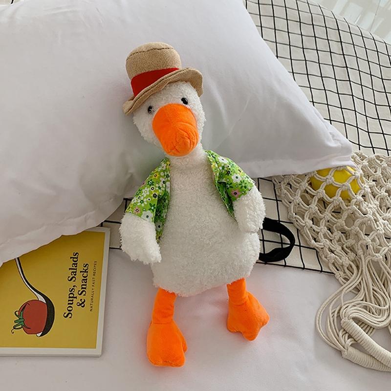 Adorable Cartoon Plush Shoulder Bag Duck White Green - Duck White Green