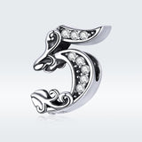925 Sterling Silver Relief Number Series 0 9 Beads For Diy Bracelets And Necklaces Style - 5 - Side View