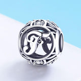 925 Sterling Silver 26 English Letter Beads For Diy Bracelets & Necklaces Style - F - Side View
