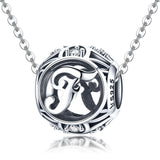 925 Sterling Silver 26 English Letter Beads For Diy Bracelets & Necklaces Style - F - Top-Down View