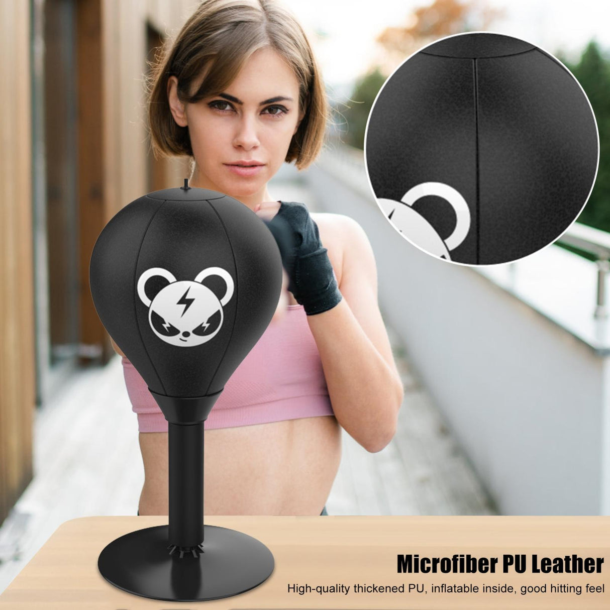 Desktop Speed Ball For Boxing Training - Bear Design With Gloves & Pump - Monkey+Children Gloves+Pump