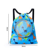 Blue Waterproof Drawstring Beach Bag L Size For Kids Wet & Dry Separation Shoulder Strap - Blue L - Extra Image