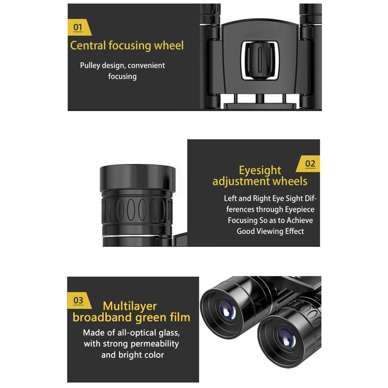 Foldable Hunting Binoculars for Outdoor Adventures - 3000 X 22 With Phone Clip