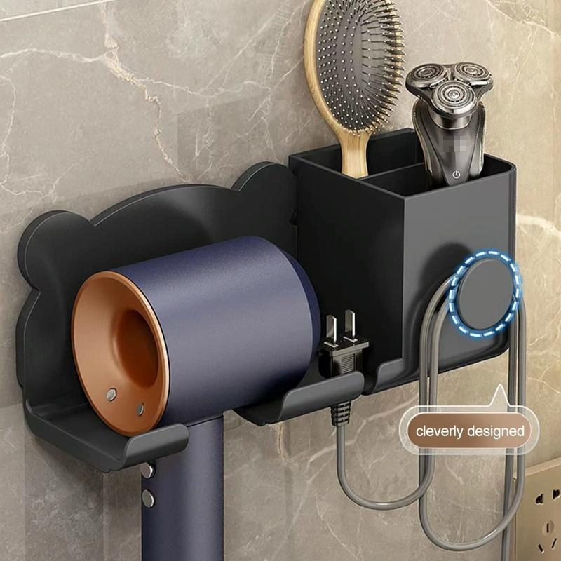 Wall Mounted Holder For Dyson Hair Dryer Bathroom Storage Rack Simple Black - Upgrade Gray