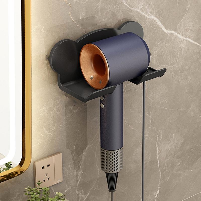 Wall Mounted Holder For Dyson Hair Dryer Bathroom Storage Rack Simple Black - Upgrade Gray