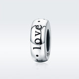 925 Sterling Silver Love Heart Beads Perfect Gift! - Front View
