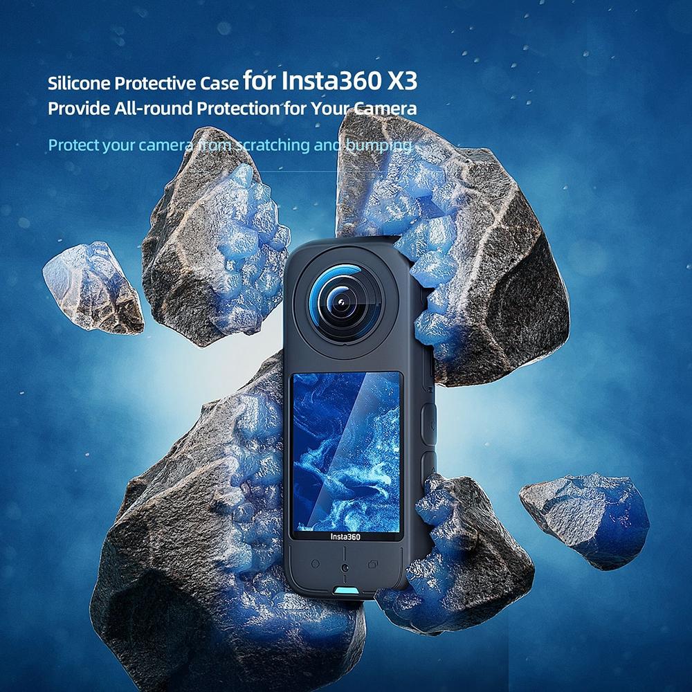 Amagisn Silicone Protective Cover for Insta360 X3 Body - Lens Case (Blue)