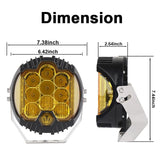 7 Inch Dc12V - 30V 8000Lm 6500K 90W Car Led Light On Three Sides Headlight For Jeep Wrangler Gold Light - Side View