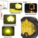 7 Inch Dc12V - 30V 8000Lm 6500K 90W Car Led Light On Three Sides Headlight For Jeep Wrangler Gold Light - Rear View