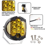 7 Inch Dc12V - 30V 8000Lm 6500K 90W Car Led Light On Three Sides Headlight For Jeep Wrangler Gold Light - Close-Up Angle