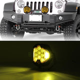 7 Inch Dc12V - 30V 8000Lm 6500K 90W Car Led Light On Three Sides Headlight For Jeep Wrangler Gold Light - Low Angle