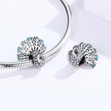 925 Sterling Silver Peacock Beaded Diy Bracelet - 45-Degree Angle