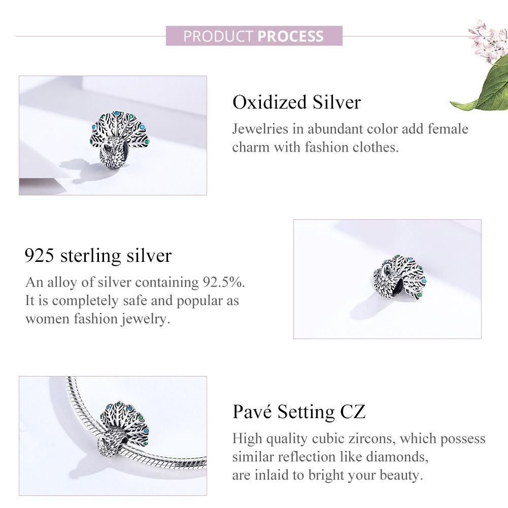 925 Sterling Silver Peacock Beaded Diy Bracelet