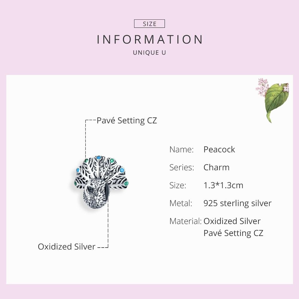 925 Sterling Silver Peacock Beaded Diy Bracelet