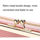 Black Embroidered Crossbody Wallet With Large Capacity - Dark Pink - Close-Up Angle