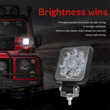 6.3W 10 - 30V Dc 6000K 3 Inch 9 Leds Square Offroad Truck Car Driving Light Work Light Spotlight Fog Light - Extra Image