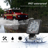 6.3W 10 - 30V Dc 6000K 3 Inch 9 Leds Square Offroad Truck Car Driving Light Work Light Spotlight Fog Light - Extra Image